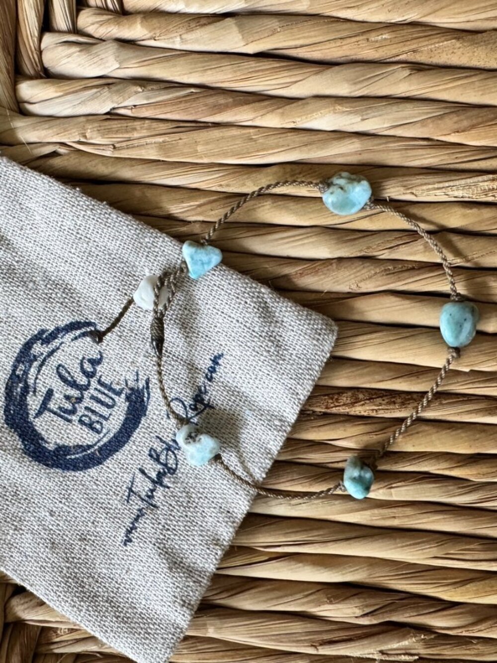 10" Tula Blue Larimar Everyday Anklet 5 Nugget Stones